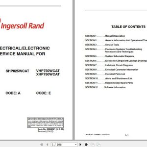 Ingersoll Rand Portable Compressor SHP825 Operating and Maintenance Manual 2012