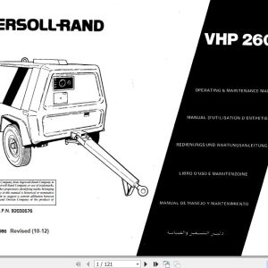 Ingersoll Rand Portable Compressor VHP260 Operating and Maintenance Manual 2012