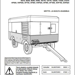 Ingersoll Rand Portable Compressor VHP600 Operation and Maintenance Manual 2012