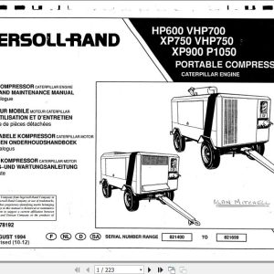 Ingersoll Rand Portable Compressor VHP700 Operation and Maintenance Manual 2012