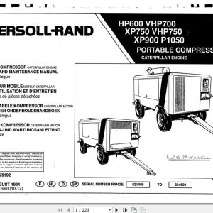 Ingersoll Rand Portable Compressor VHP750 Operation and Maintenance Manual 2012