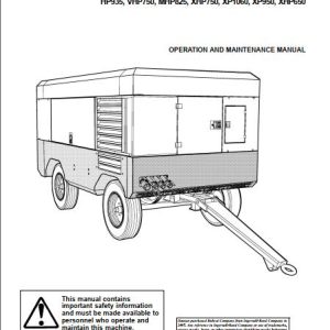 Ingersoll Rand Portable Compressor XHP650 Operation and Maintenance Manual 2012