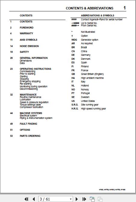 Ingersoll Rand Portable Compressor XHP650 Operation and Maintenance Manual 2012 1