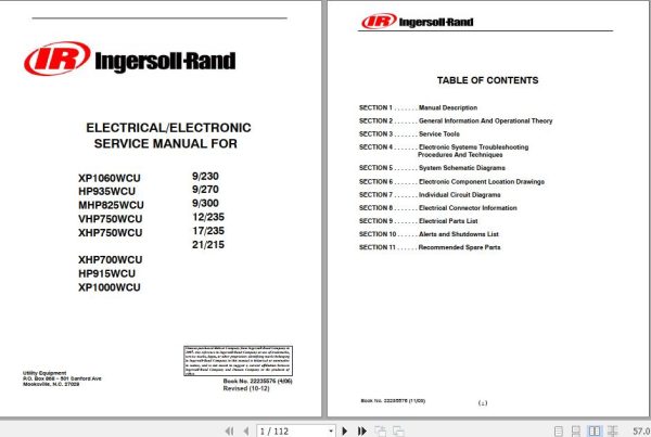 Ingersoll Rand Portable Compressor XHP700 Operation and Maintenance Manual 2012 1