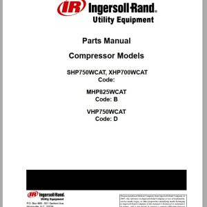 Ingersoll Rand Portable Compressor XHP700 Parts Manual Operation and Maintenance Manual 2012