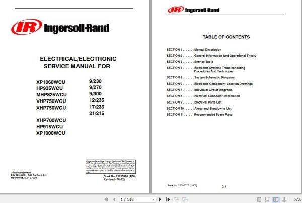 Ingersoll Rand Portable Compressor XHP750 Operation and Maintenance Manual 2012
