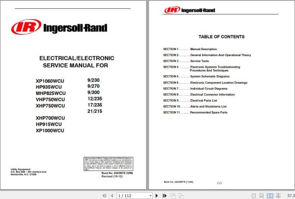 Ingersoll Rand Portable Compressor XHP750 Operation and Maintenance Manual 2012 1