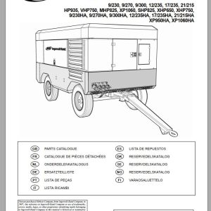 Ingersoll Rand Portable Compressor XHP750 Parts Manual Operation and Maintenance Manual 2016