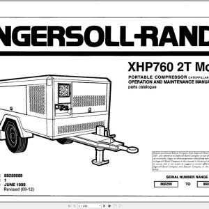 Ingersoll Rand Portable Compressor XHP760 Parts Manual Operation and Maintenance Manual 2012