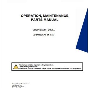 Ingersoll Rand Portable Compressor XHP900 Operating and Maintenance Manual 2013