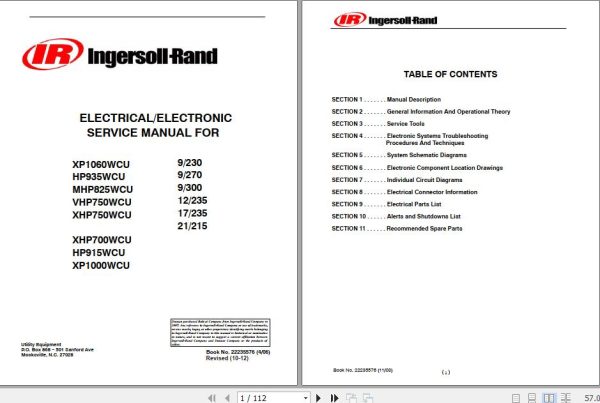Ingersoll Rand Portable Compressor XP1060 Operation and Maintenance Manual 2012