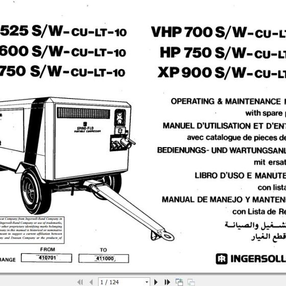 Ingersoll Rand Portable Compressor XP800 Operation and Maintenance