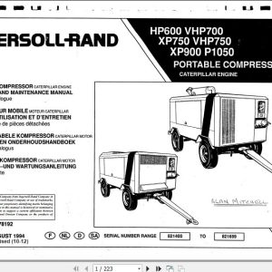 Ingersoll Rand Portable Compressor XP900 Operation and Maintenance Manual 2012