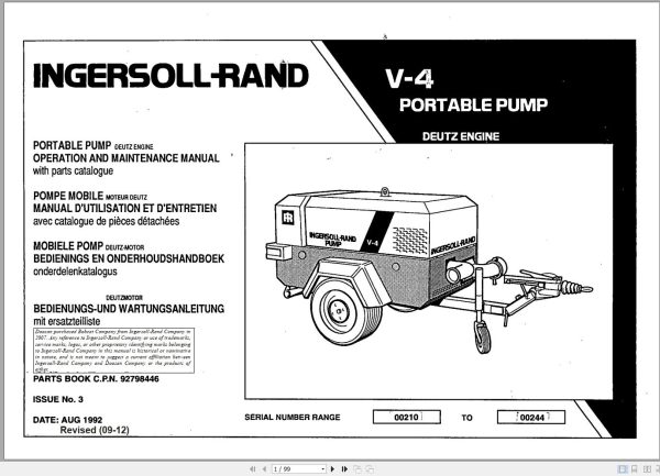 Ingersoll Rand Portable Pump V4 Parts Manual Operation and Maintenance Manual 2012 1
