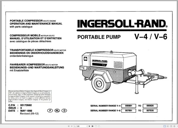 Ingersoll Rand Portable Pump V4 Parts Manual Operation and Maintenance Manual 2012 2