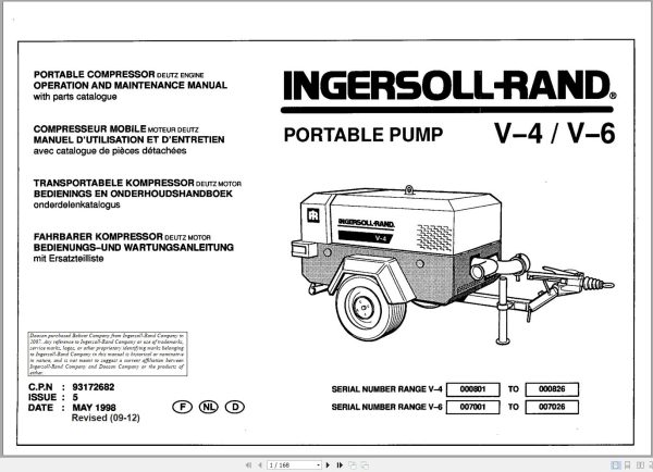 Ingersoll Rand Portable Pump V6 Parts Manual Operation and Maintenance Manual 2012 1