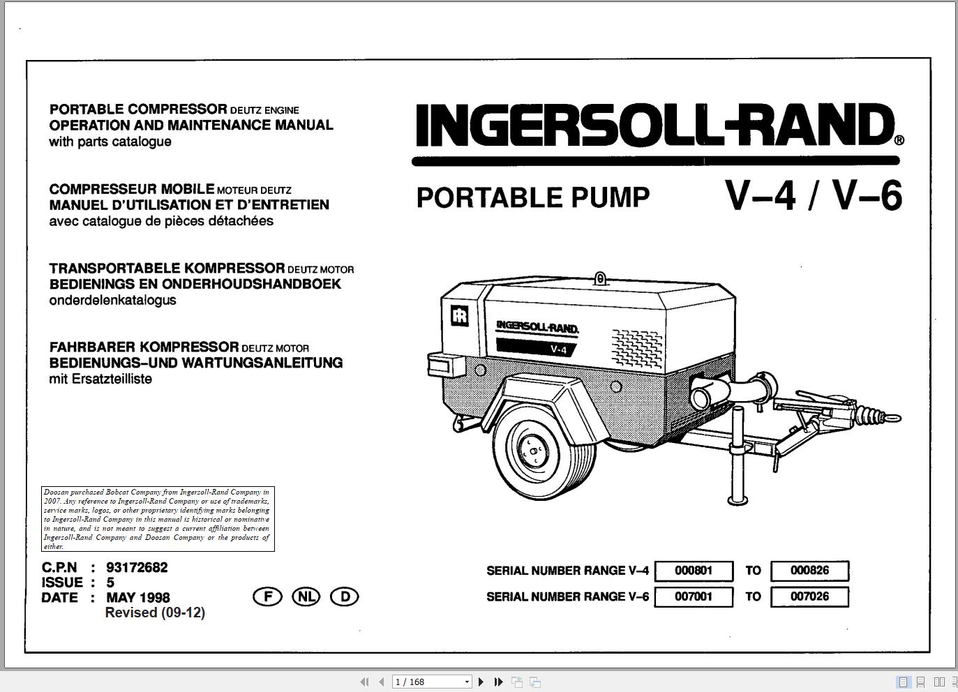 Ingersoll Rand Portable Pump V6 Parts Manual Operation and Maintenance Manual 2012 1