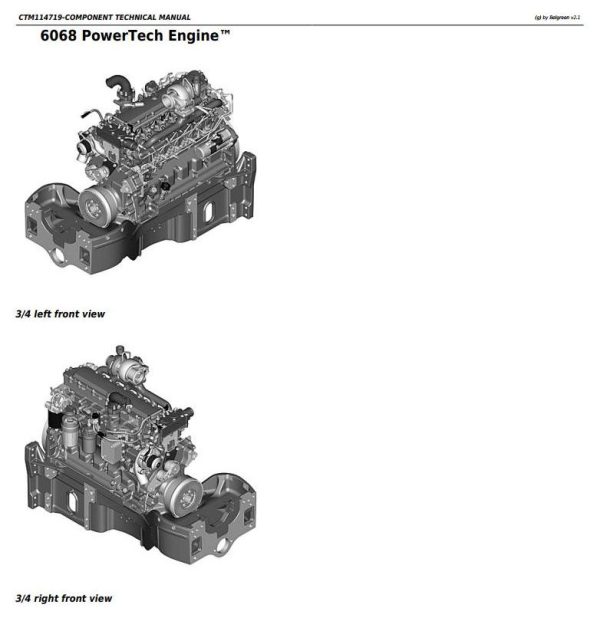 John Deere PowerTech 6068 Diesel Engine Technical Service Manual CTM114719 1