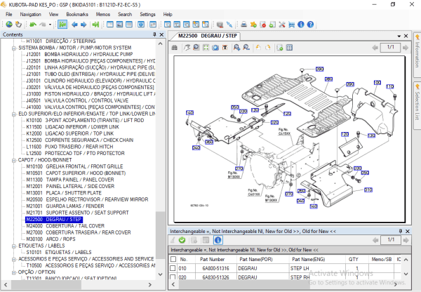 Kubota EPC Tractors Construction Machinery Power Products Utility Vehicle KES Polish 10.2021 Spare Parts List 7