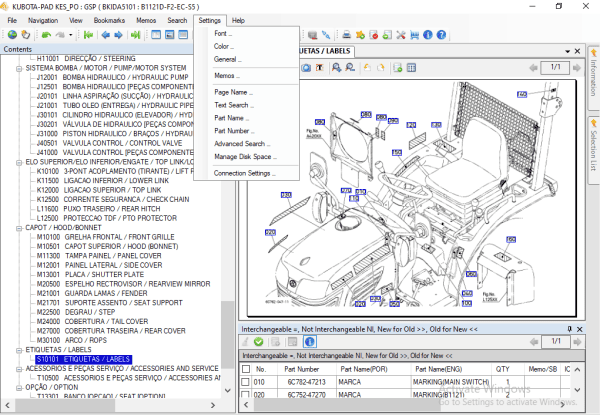 Kubota EPC Tractors Construction Machinery Power Products Utility Vehicle KES Polish 10.2021 Spare Parts List 8