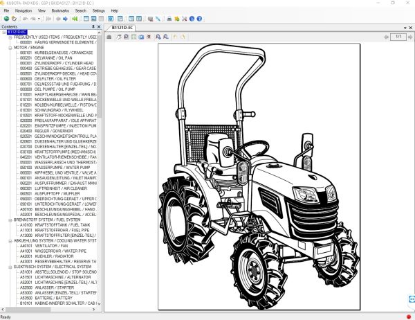 Kubota KE GE EPC 10.2021 Tractors Construction Machinery Power Products Utility Vehicle Spare Parts Catalog DVD 6
