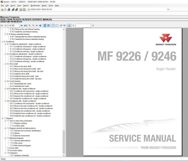 Massey Ferguson AG UK EU Europe Parts Catalog Workshop Service Manuals 03.2021 7