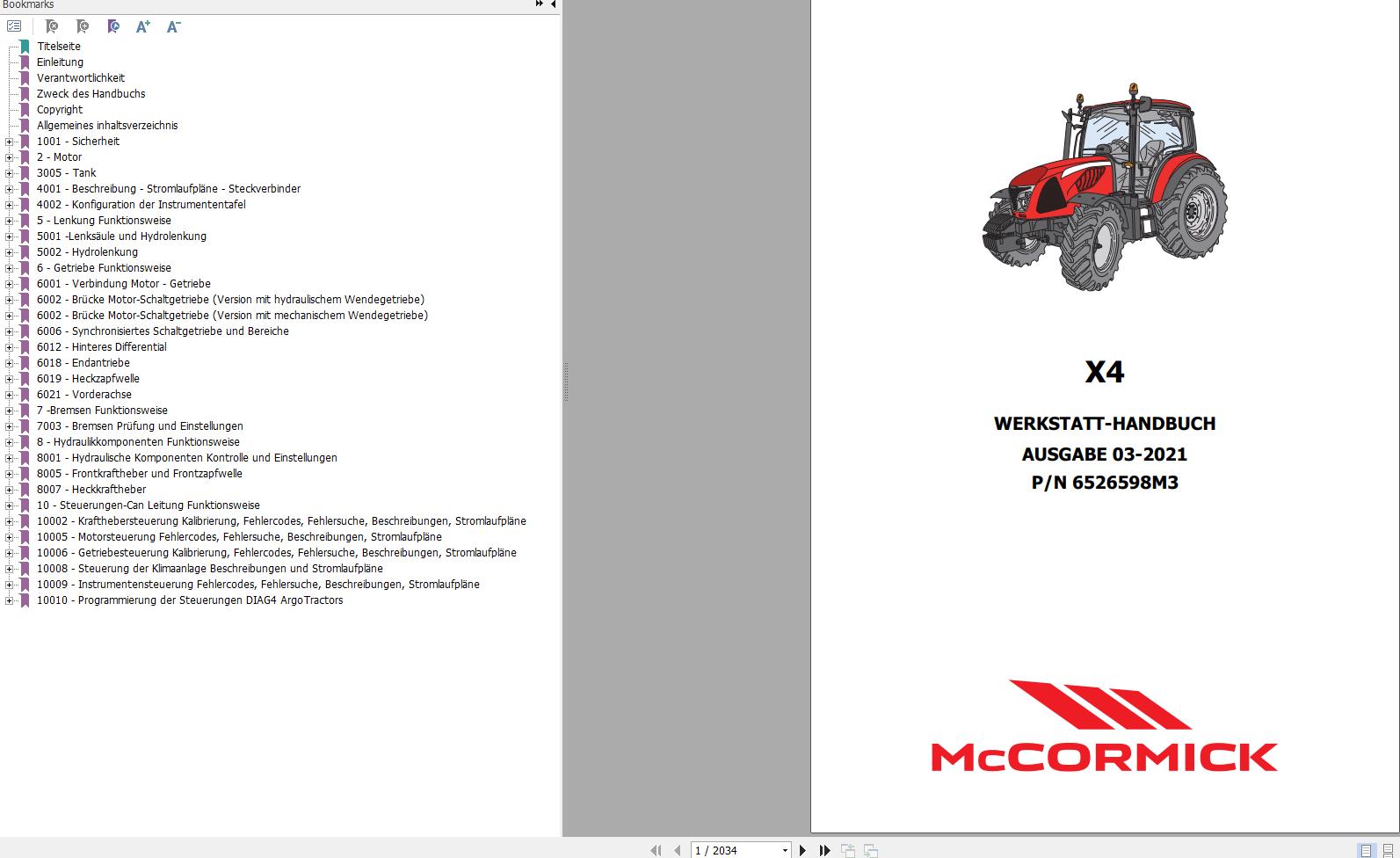 McCormick Tractor X4 Workshop Manual EN DE