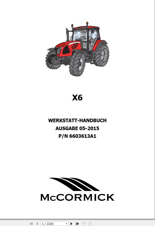 McCormick Tractor X6 X6VT DRIVE Workshop Manual DE