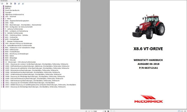 McCormick Tractor X8 RPF1 Workshop Manual DE EN