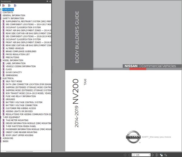 Nissan 2014 2019 NV200 Taxi Body Builders Guide 1