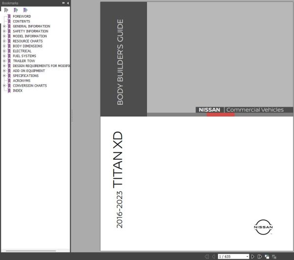 Nissan 2016 2023 Titan XD Pick Up Truck Body Builders Guide 1