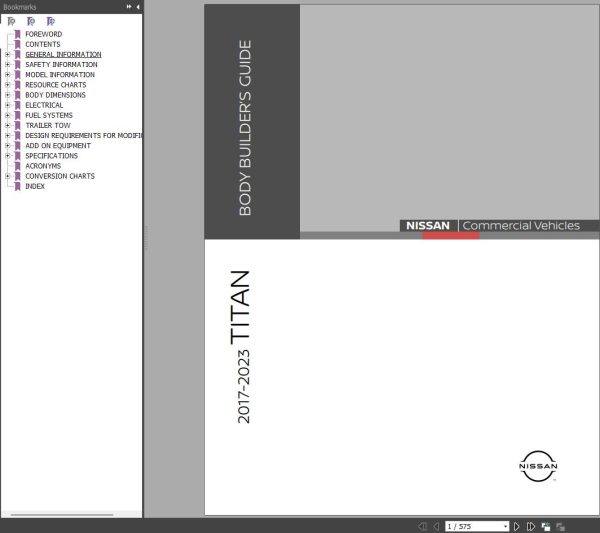 Nissan 2017 2023 Titan Pick Up Truck Body Builders Guide 1