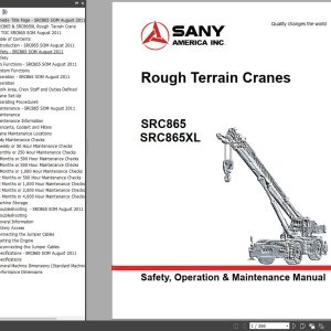 SANY Rough Terrain Crane SRC865 SRC865XL Safety Operation Maintenance Manual 1