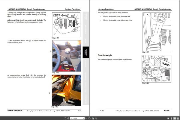 SANY Rough Terrain Crane SRC865 SRC865XL Safety Operation Maintenance Manual 2
