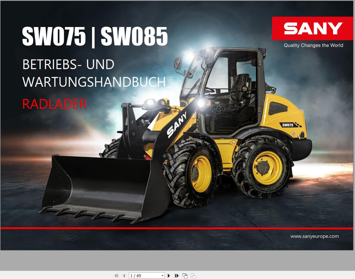 Sany Articulated Loader SW075 Operating And Maintenance Manual DE