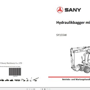 Sany Hydraulic Excavator SY155W SW115 Technical Manual EN DE