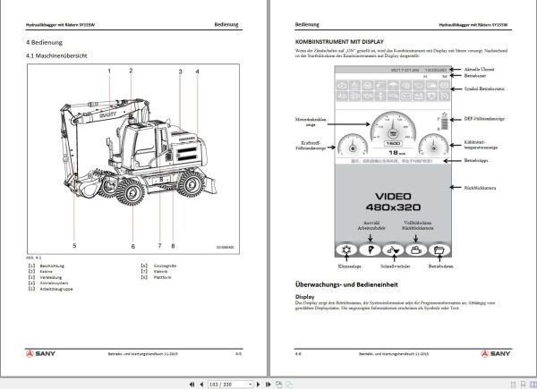 Sany Hydraulic Excavator SY155W SW115 Technical Manual EN DE 1