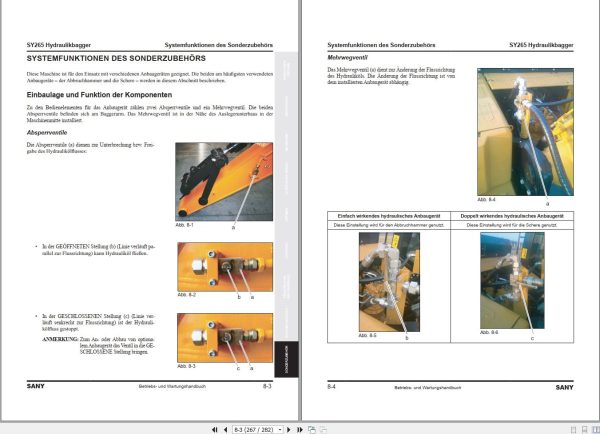 Sany Hydraulic Excavator SY265C Shop Operation And Maintenance Manual EN DE 1