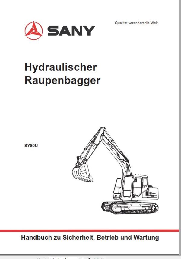 Sany Hydraulic Excavator SY80U Technical Manual EN ZH