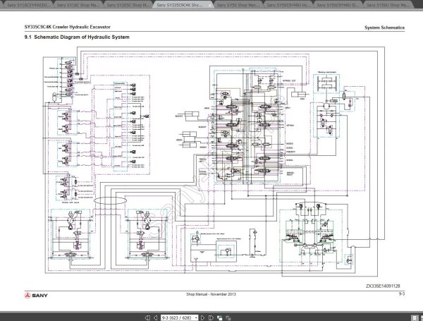 Sany Hydraulic Excavator Shop Manual and Schematic Diagrams DVD 3