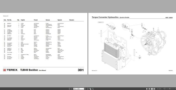 Terex Backhoe Loader TLB840 PS Spare Parts Catalogue 2
