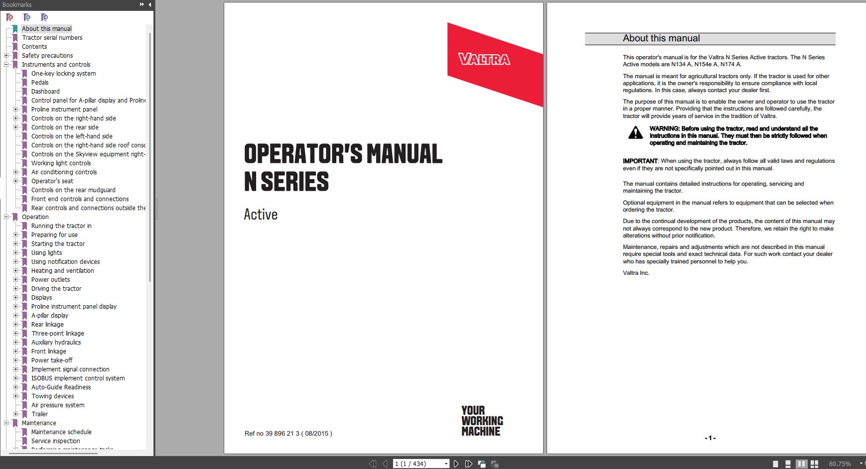 Valtra N Series Active N134A N154E N174A Operator Manual 1
