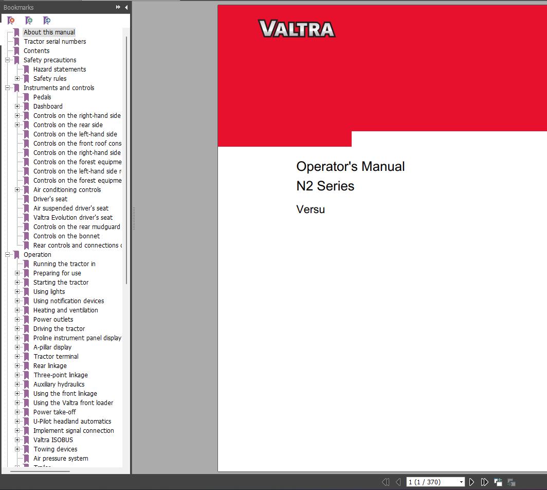 Valtra N2 Series Versu N122V N142V Operators Manual 1