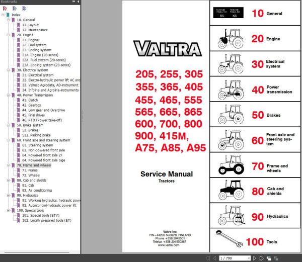Valtra Tractor 205 255 305 355 365 405 455 465 555 565 665 865 Service Manual 1