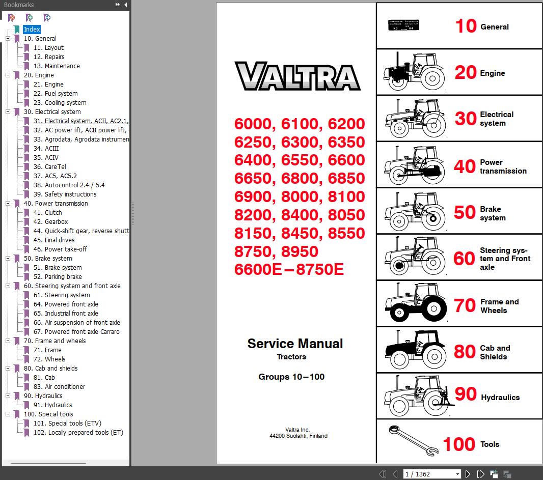 Valtra Tractor 6000 8950 Service Manual 1