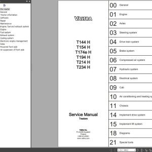 Valtra Tractor T144H T154H T174E H T194 H T214 H T234 H Engine and Axle Service Manual 1