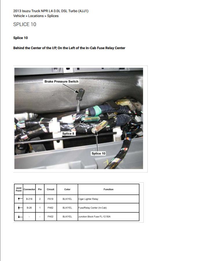 Isuzu NPR L4 3.0L DSL Turbo 2013 Full Electrical Wiring Diagrams Fast