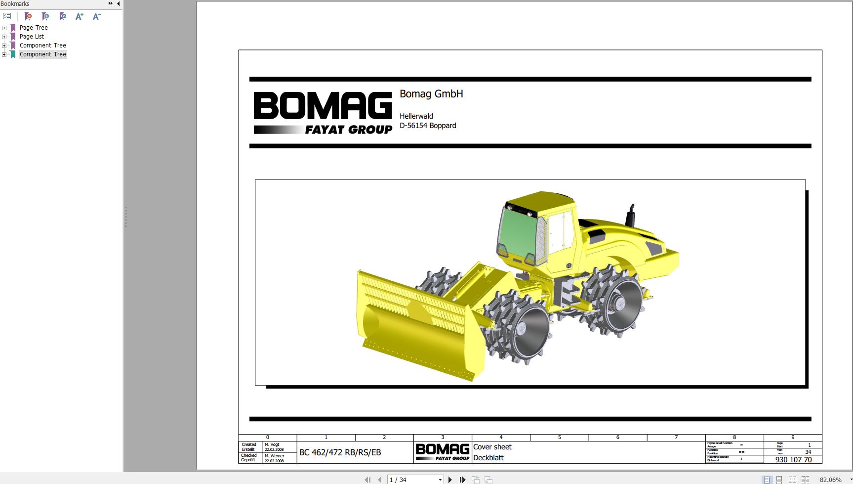 Bomag BC 462 472 RB RS EB Drawing No.93010770 Wiring Diagram 2008 EN DE