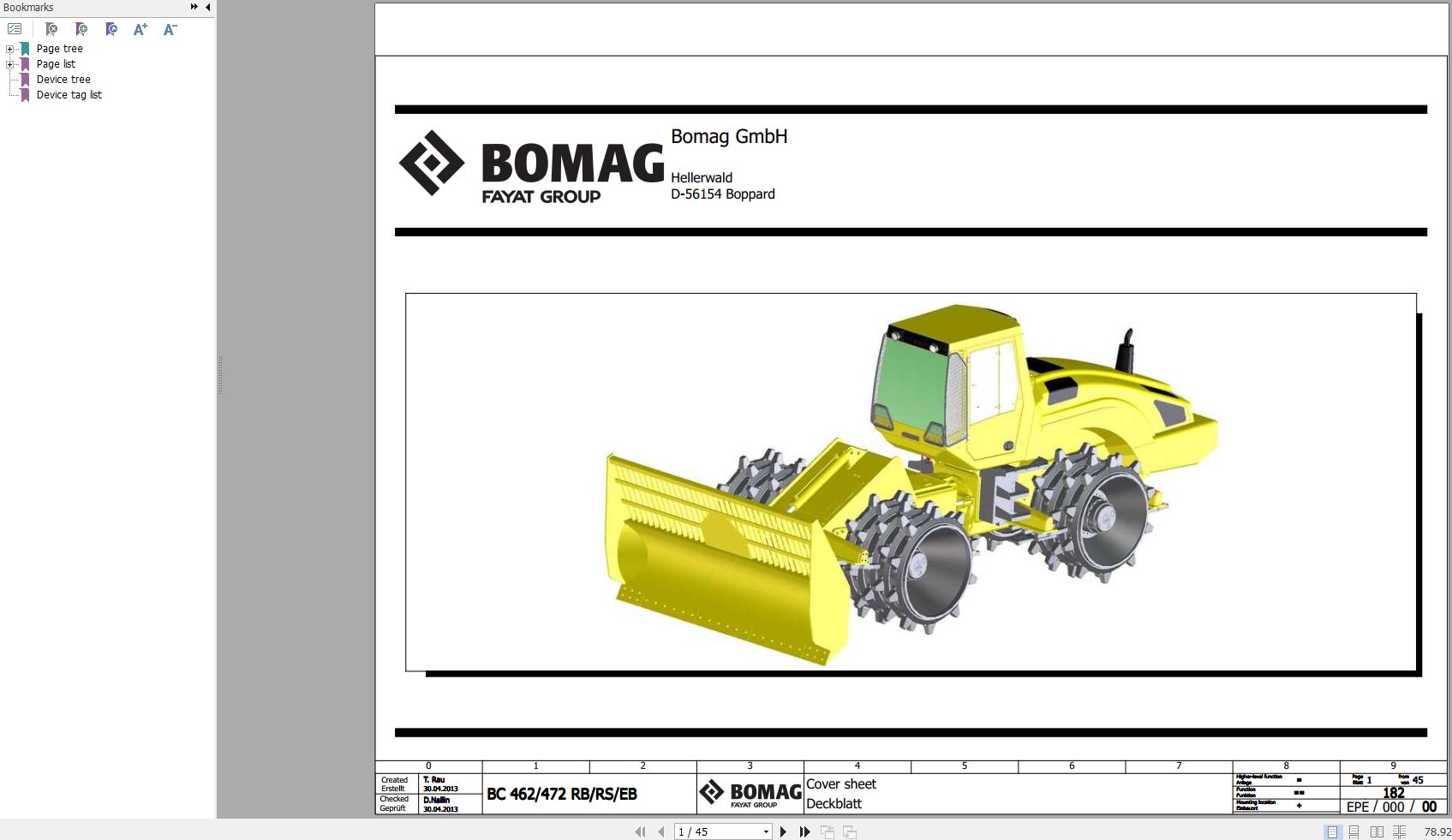 Bomag BC 462 472 RB RS EB Function.182 Wiring Diagram 2013 EN DE