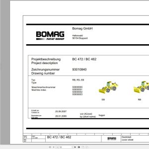 Bomag BC 472 BC 462 Drawing No.93010840 Hydraulic Schematic 2009 EN DE